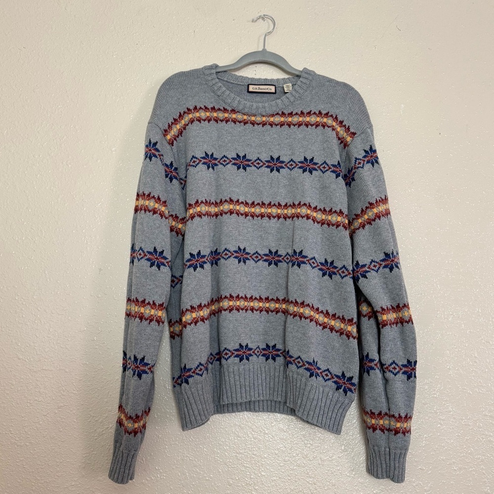 Vintage G.H. Bass Pullover Fair Isle Snowflake Sweater Apres Ski